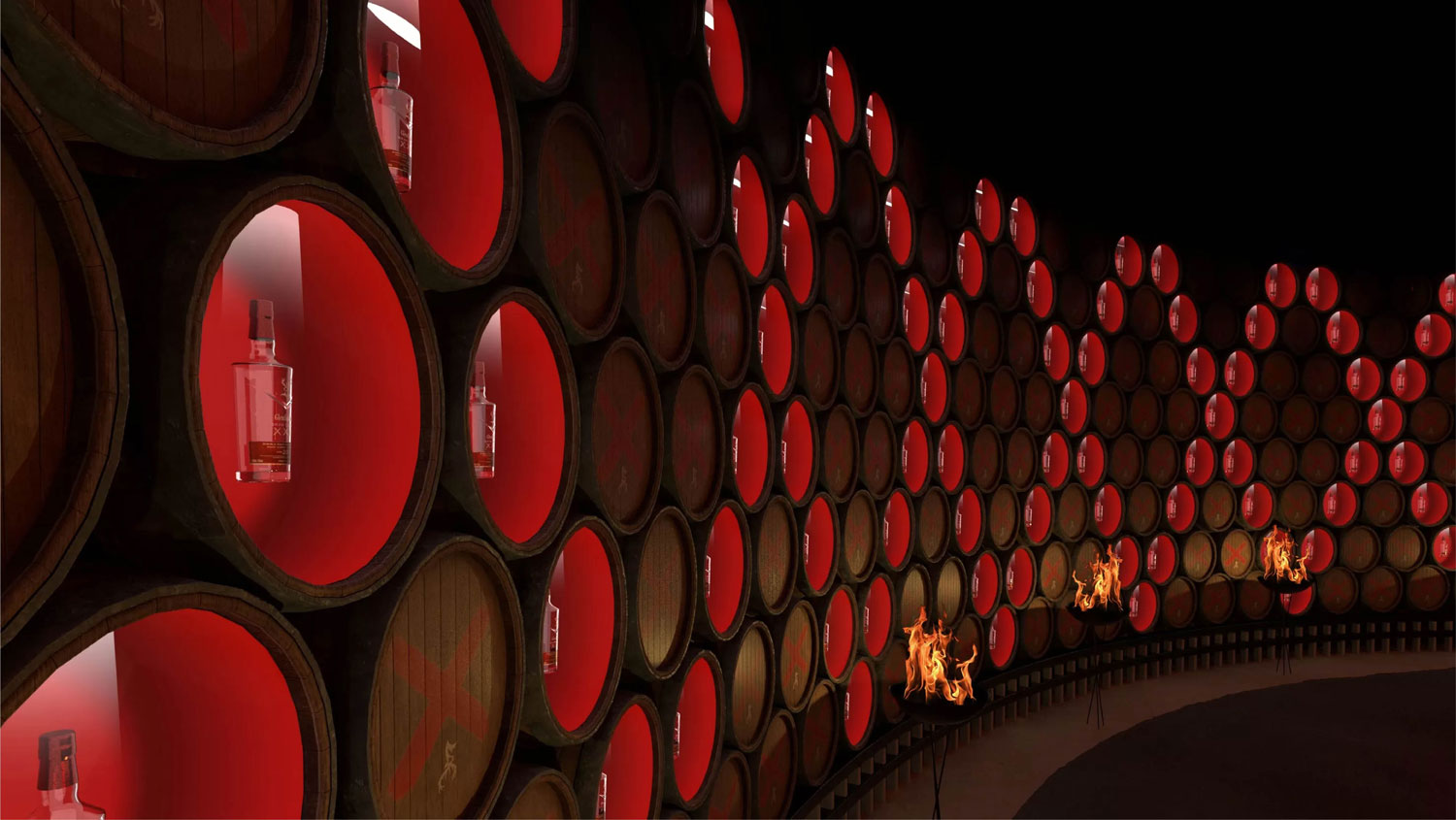 Red barrels in artistic fashion