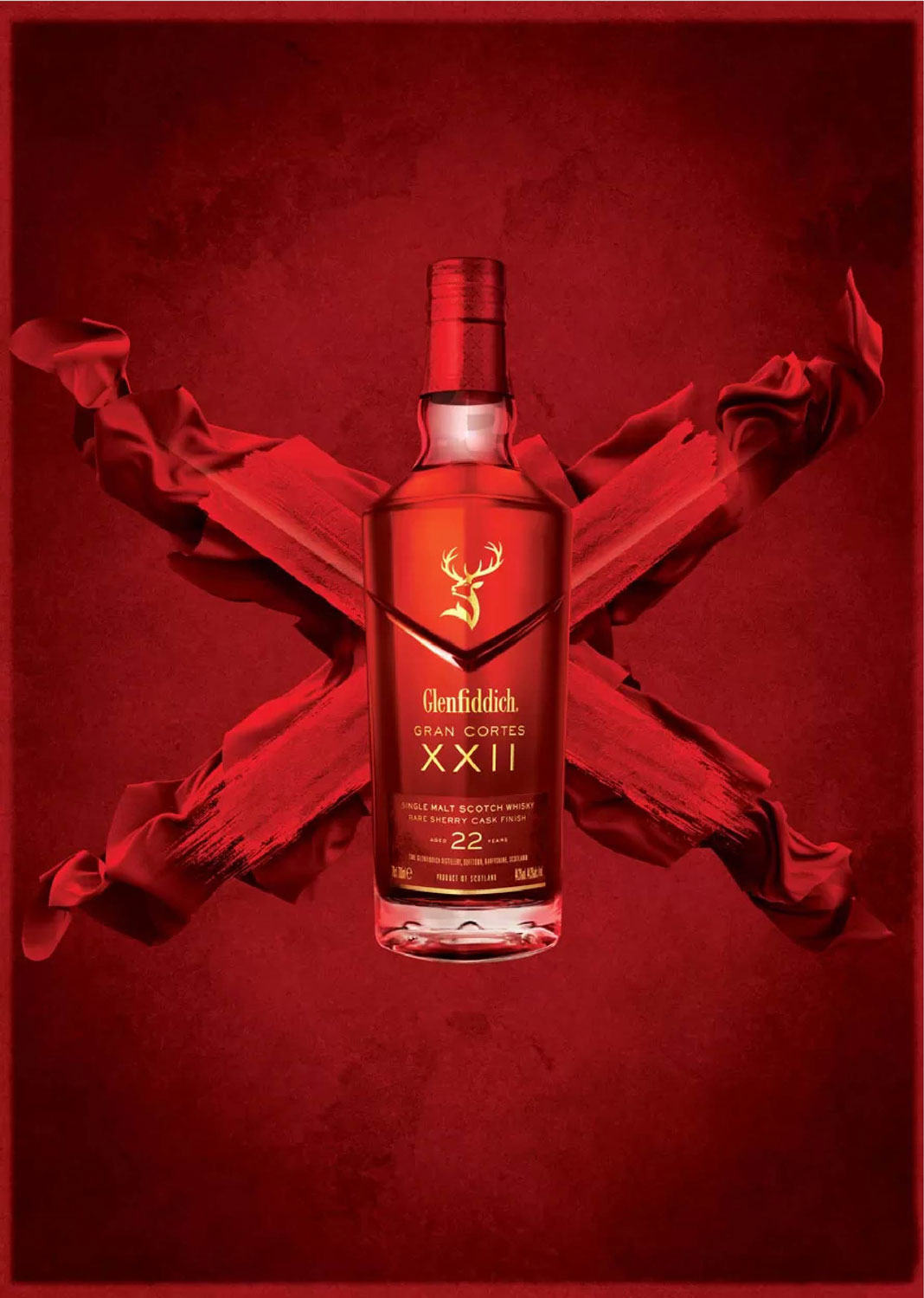 Glenfiddich Gran Cortes bottle in artistic style