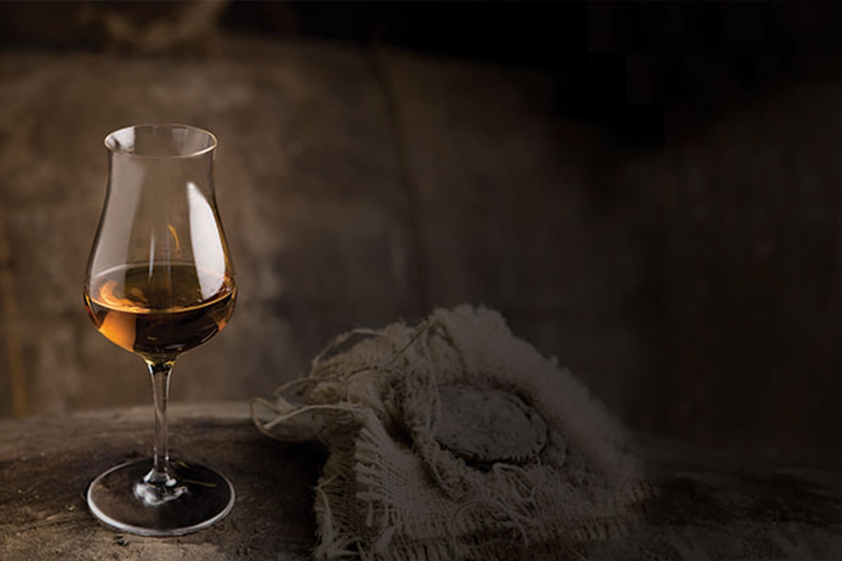 Dram filled with whisky