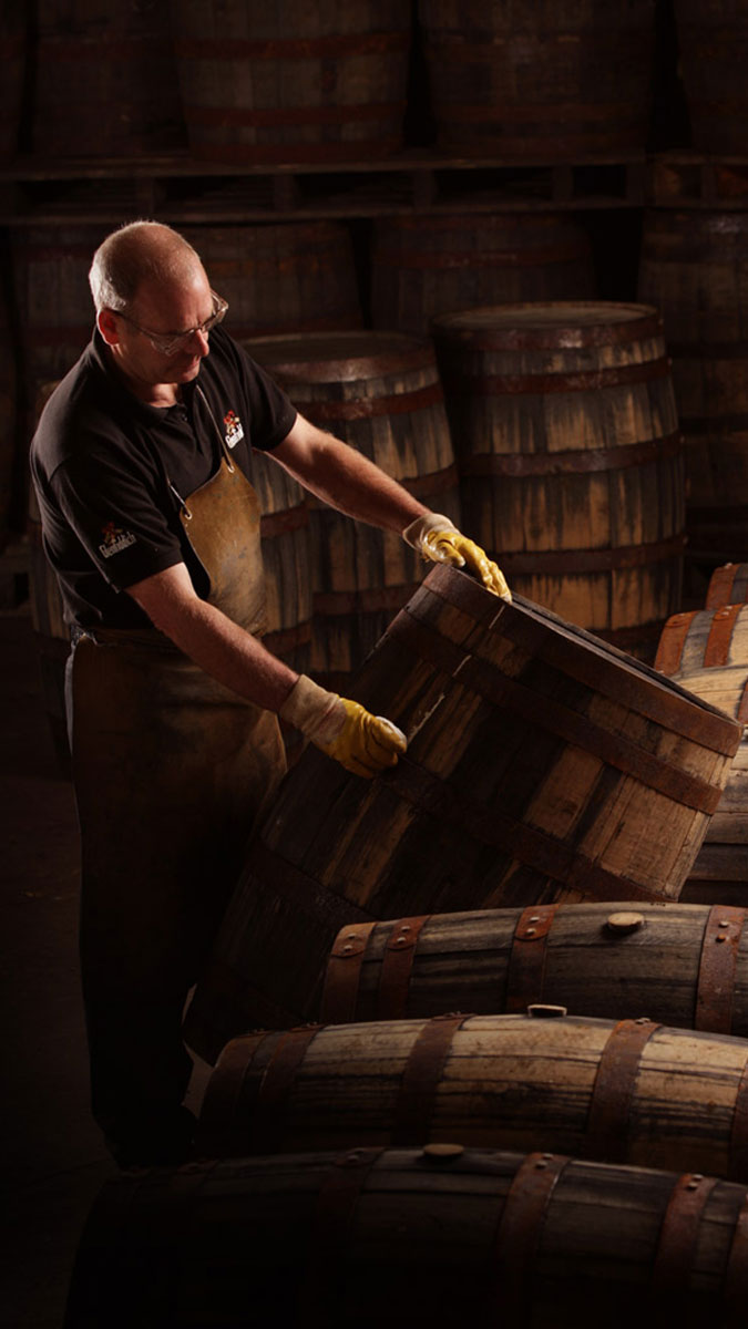 Worker in distillery