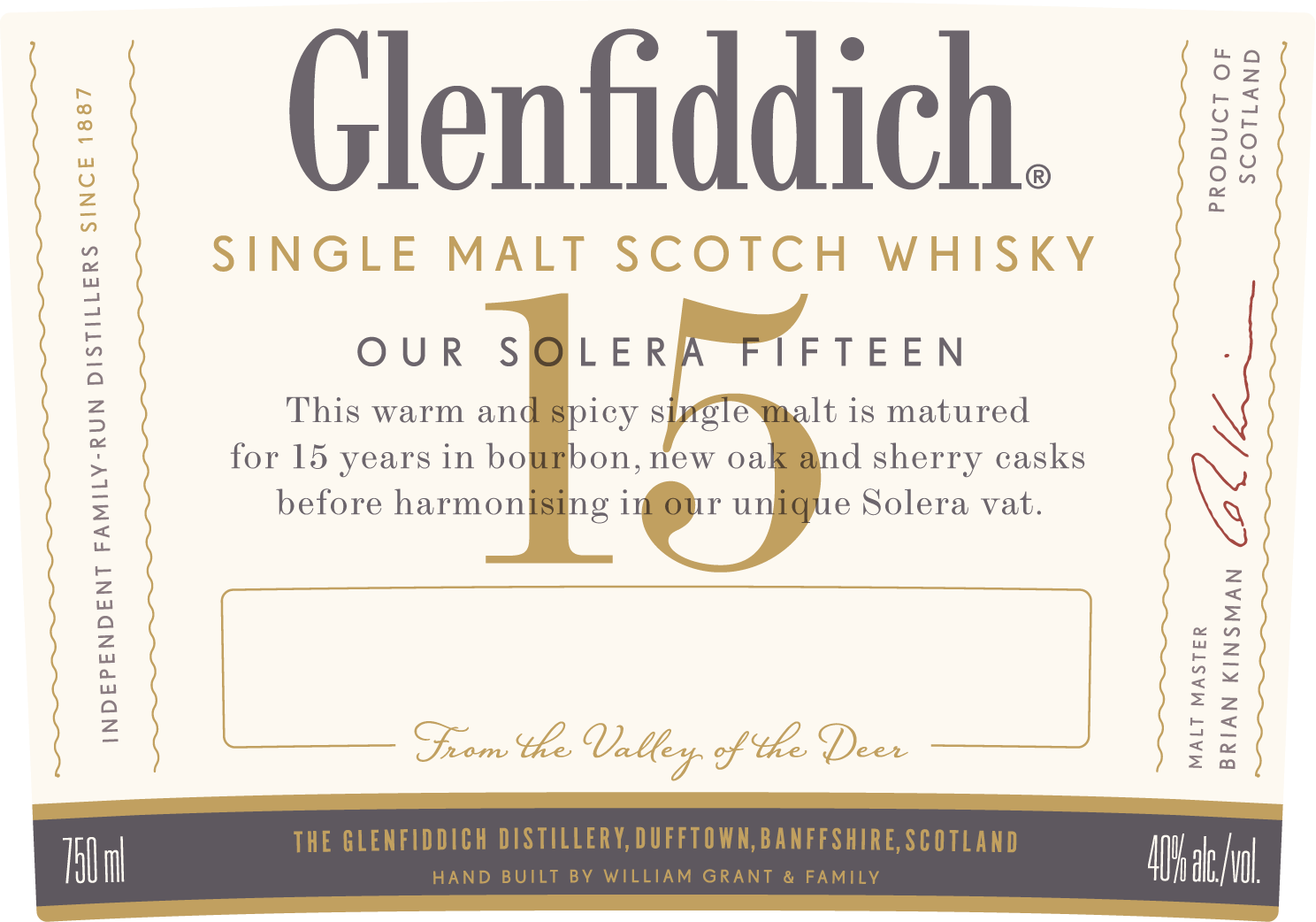 Glenfiddich 15 Year Old label